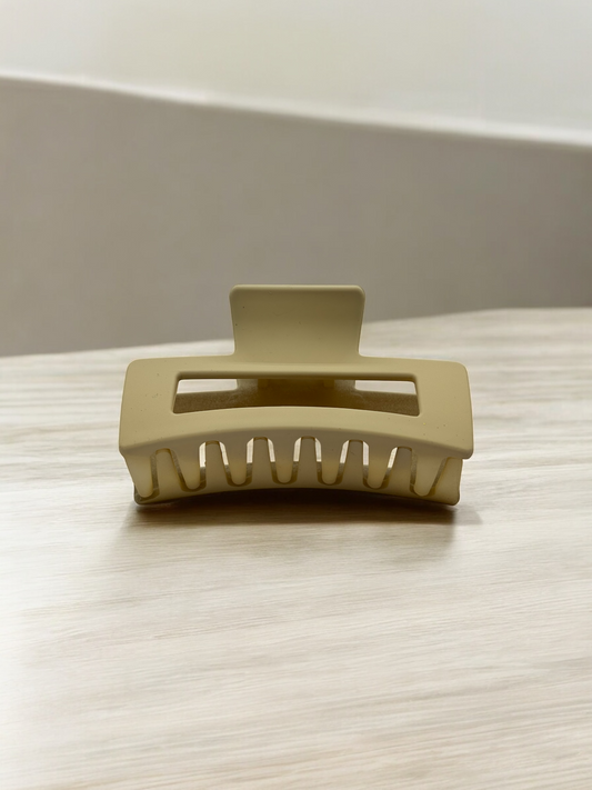 Matt Beige Rectangle Hair Claw Clips Non slippable Big Size
