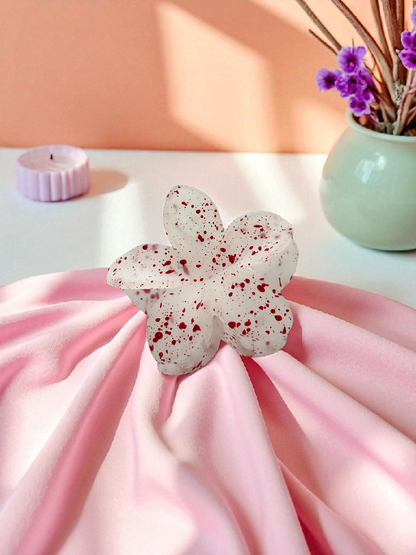 White & Red Paint Splatter Non-Slip Flower Claw Clip