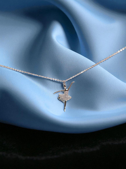 The Ballerina Ballet Girl Anti Tarnished Silver Necklace