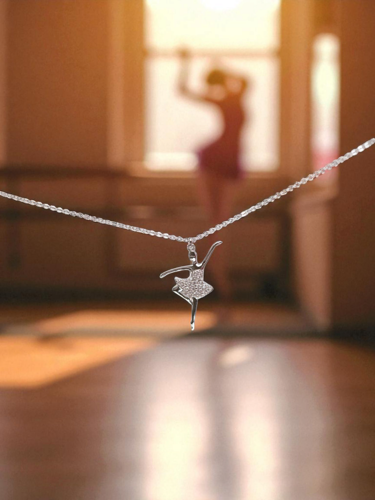 The Ballerina Ballet Girl Anti Tarnished Silver Necklace