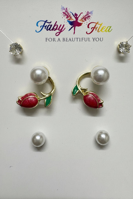 Roses & Pearls Most Trending Korean Earrings