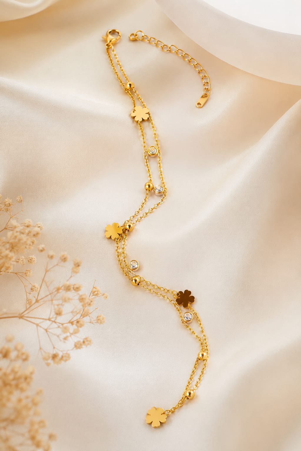 Flower Charms Anti Tarnish Chain Bracelet