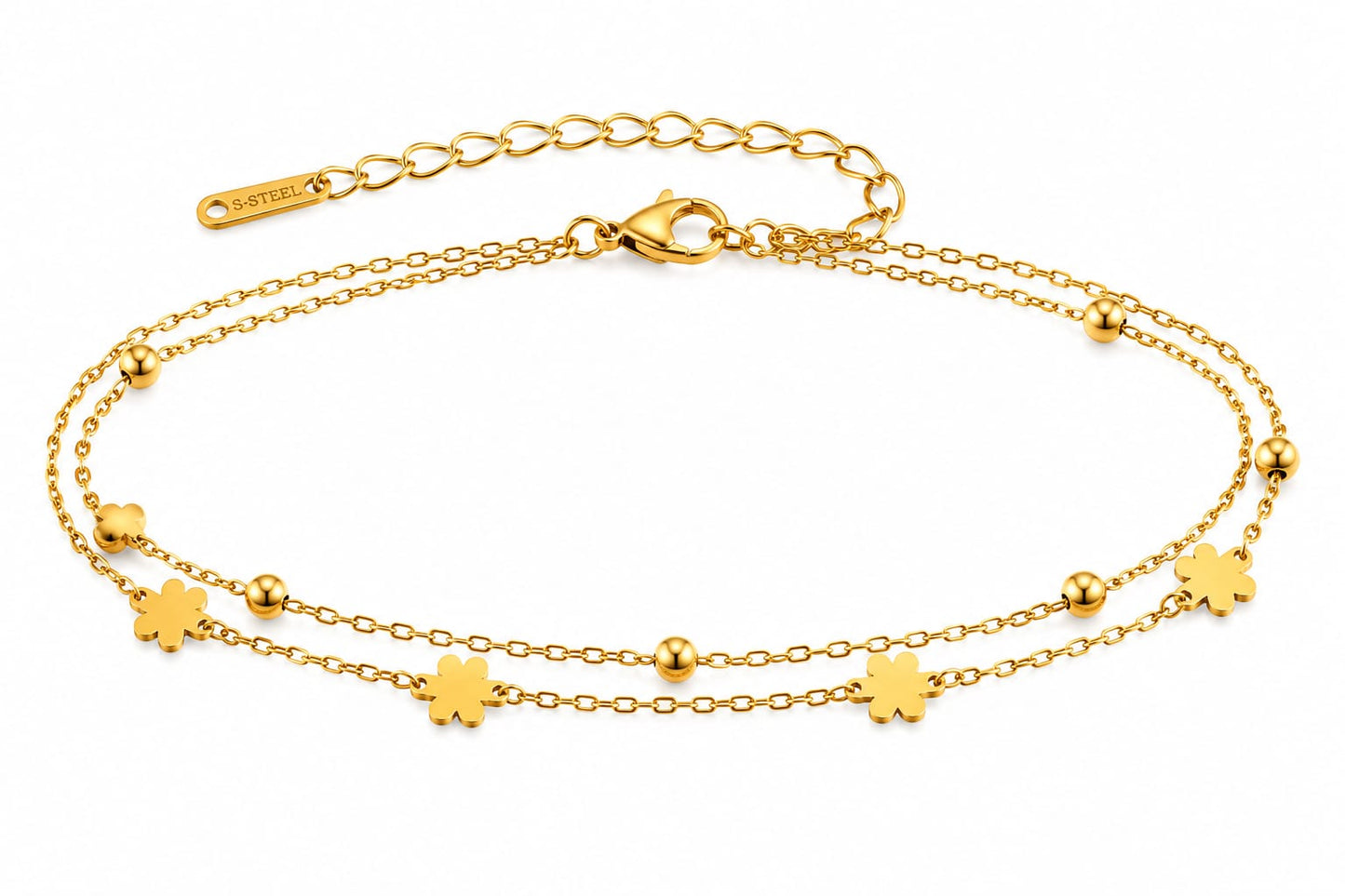 Flower Charms Anti Tarnish Chain Bracelet