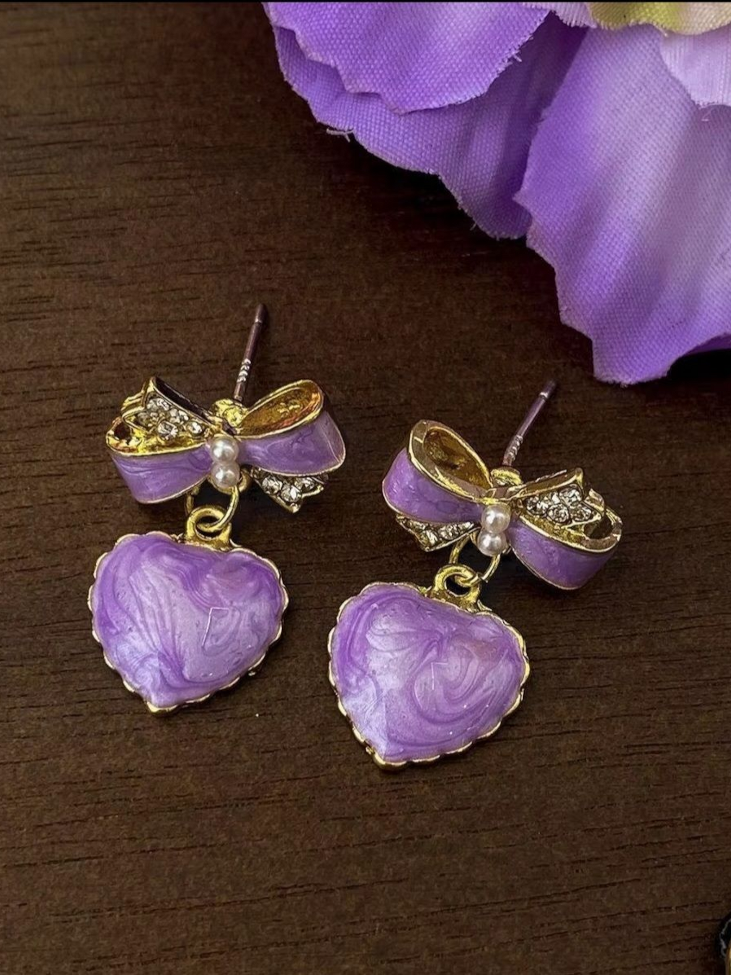 Lilac Lullabies - Love & Bow Cute Korean Earrings