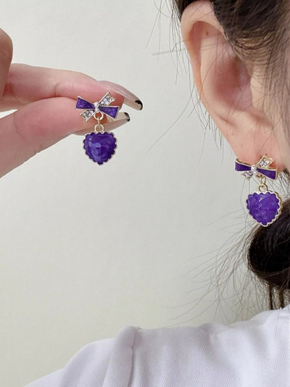Lilac Lullabies - Love & Bow Cute Korean Earrings