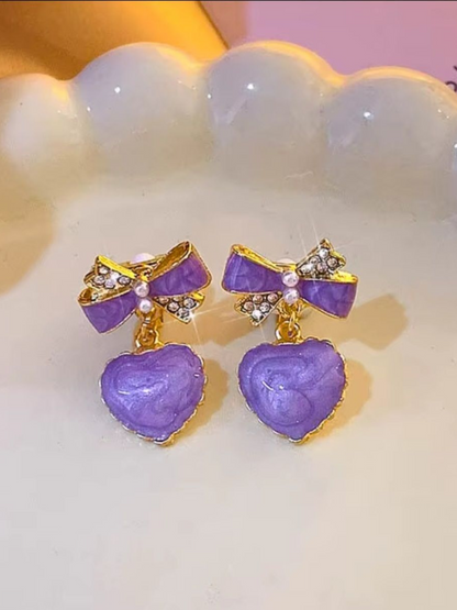 Lilac Lullabies - Love & Bow Cute Korean Earrings