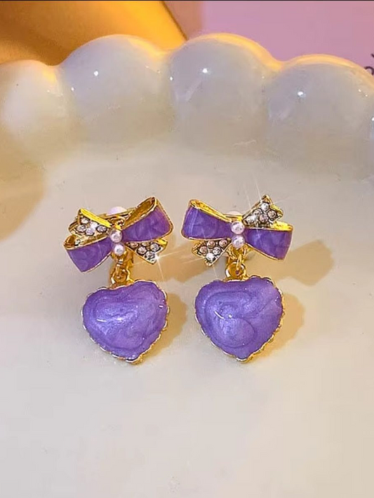 Lilac Lullabies - Love & Bow Cute Korean Earrings