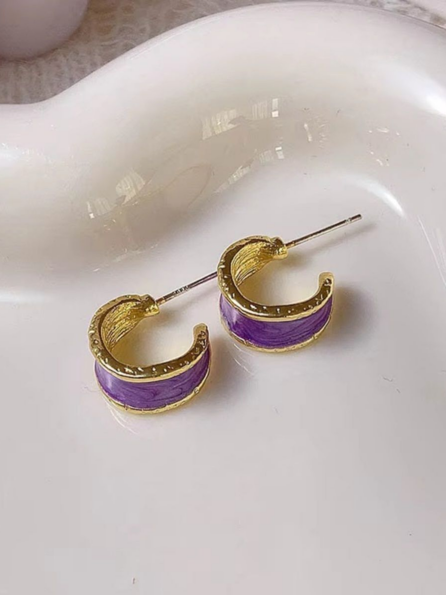 Purple Hoops Korean Earrings