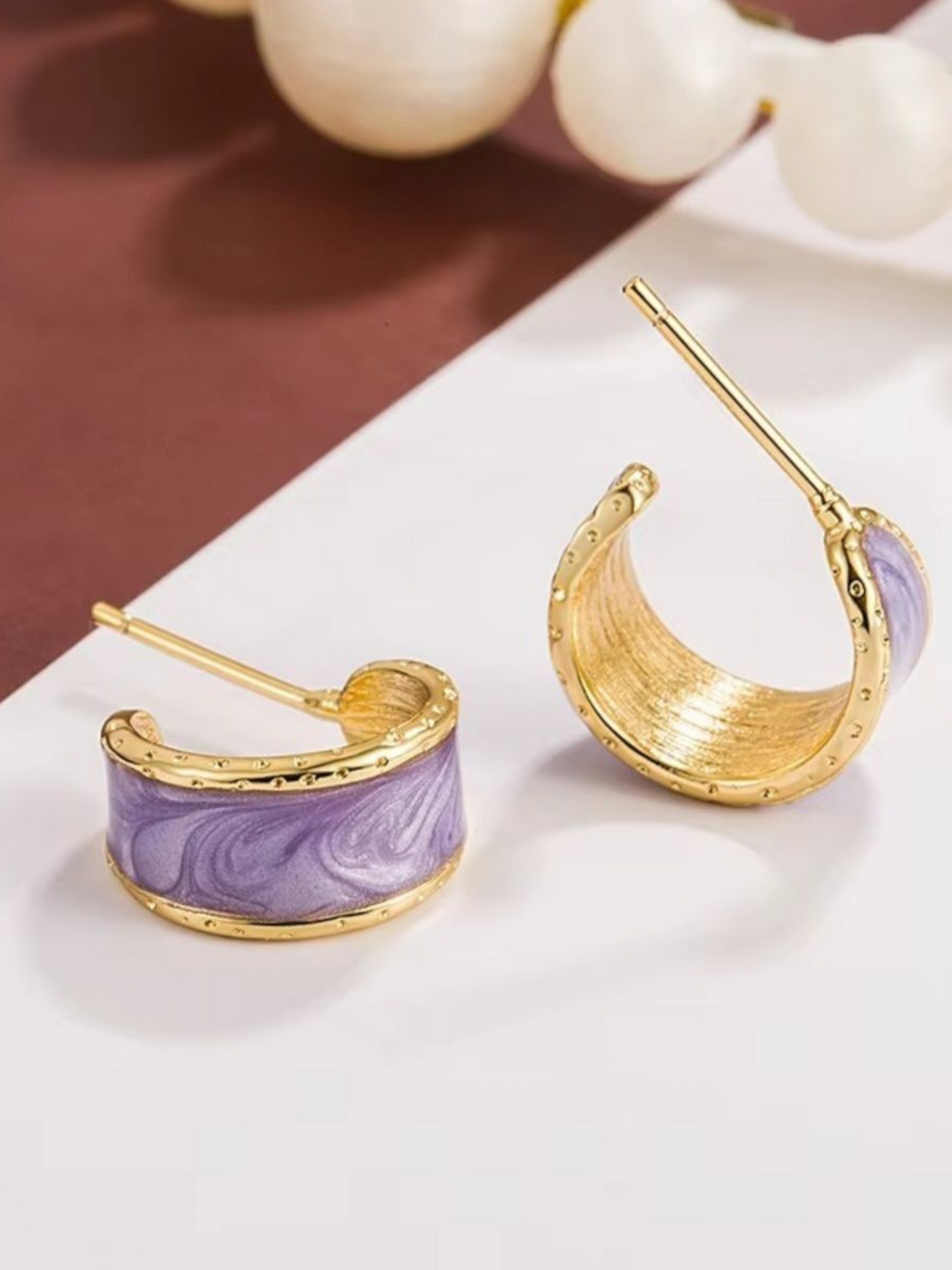 Purple Hoops Korean Earrings