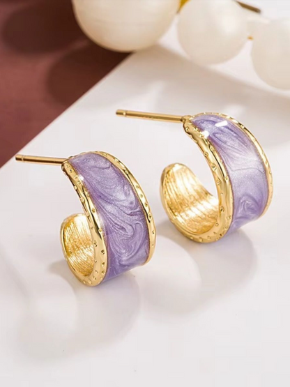 Purple Hoops Korean Earrings