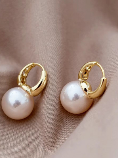 Pearl Hoops Korean Earrings