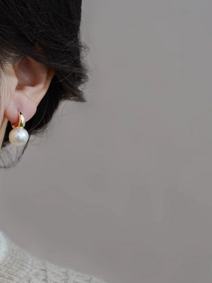 Pearl Hoops Korean Earrings