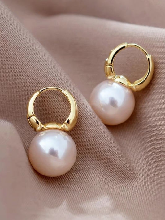 Pearl Hoops Korean Earrings