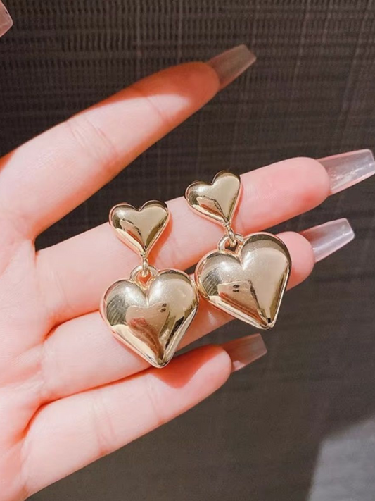 Lovey Dovey Golden Stainless Steel Korean Earrings
