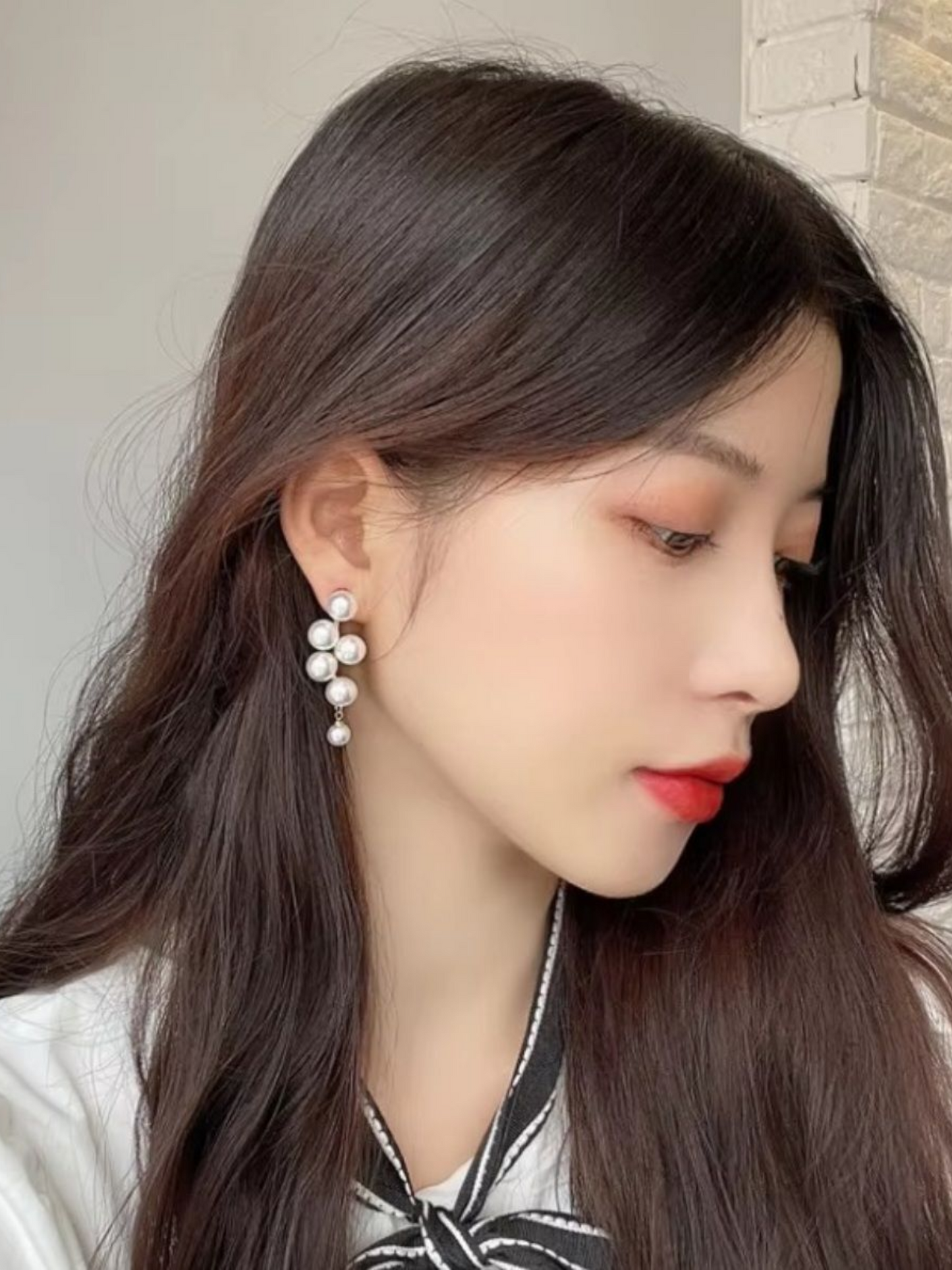 Pearl Cascade Korean Earrings