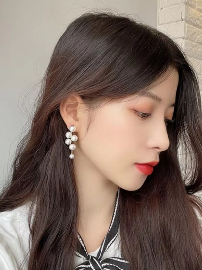 Pearl Cascade Korean Earrings
