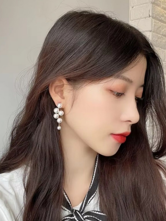 Pearl Cascade Korean Earrings