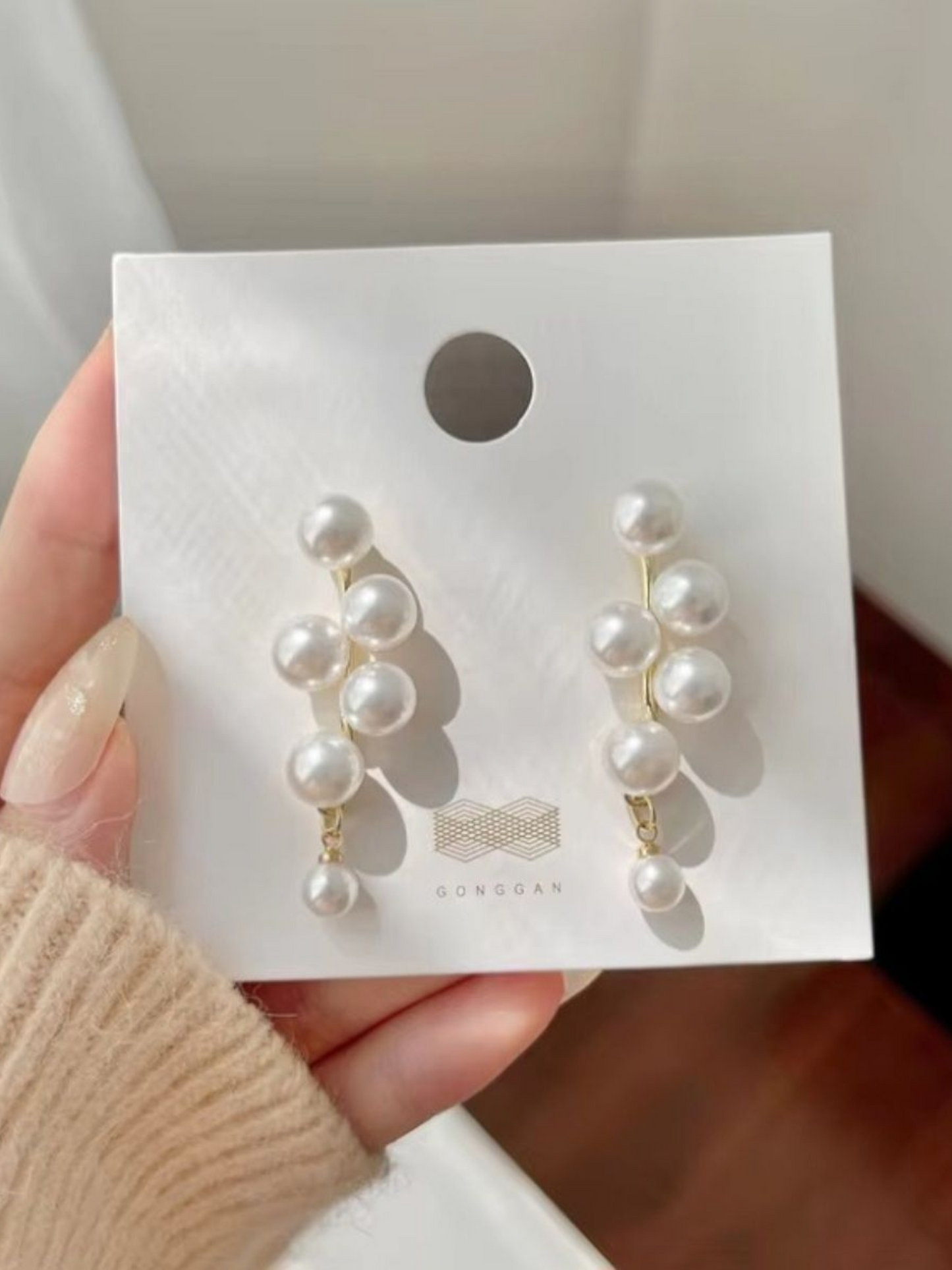 Pearl Cascade Korean Earrings
