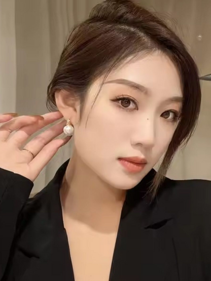 Pearl Hoops Korean Earrings