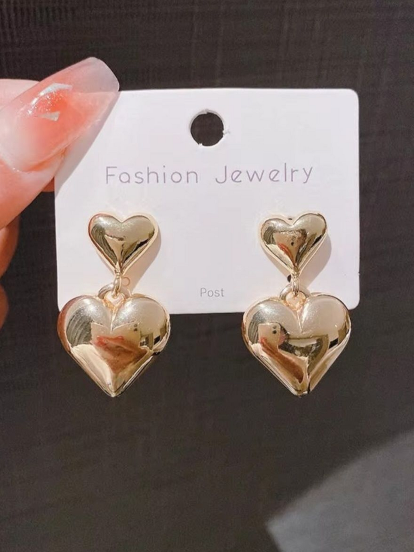 Lovey Dovey Golden Stainless Steel Korean Earrings