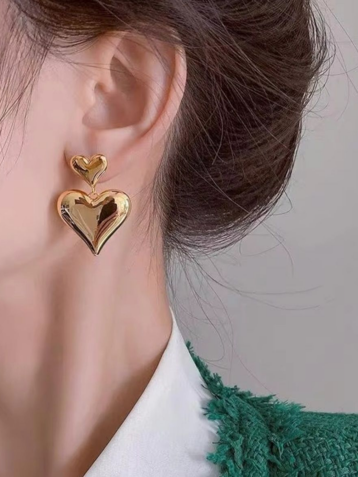 Lovey Dovey Golden Stainless Steel Korean Earrings