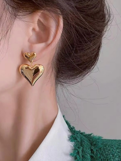 Lovey Dovey Golden Stainless Steel Korean Earrings