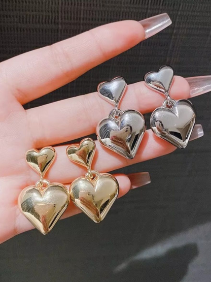 Lovey Dovey Silver Stainless Steel Korean Earrings