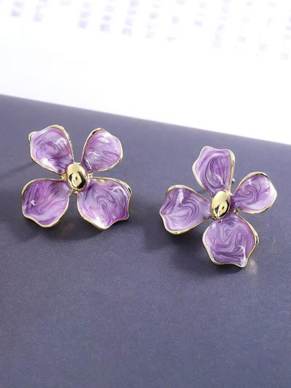 The Four Petals Lavender Korean Earrings