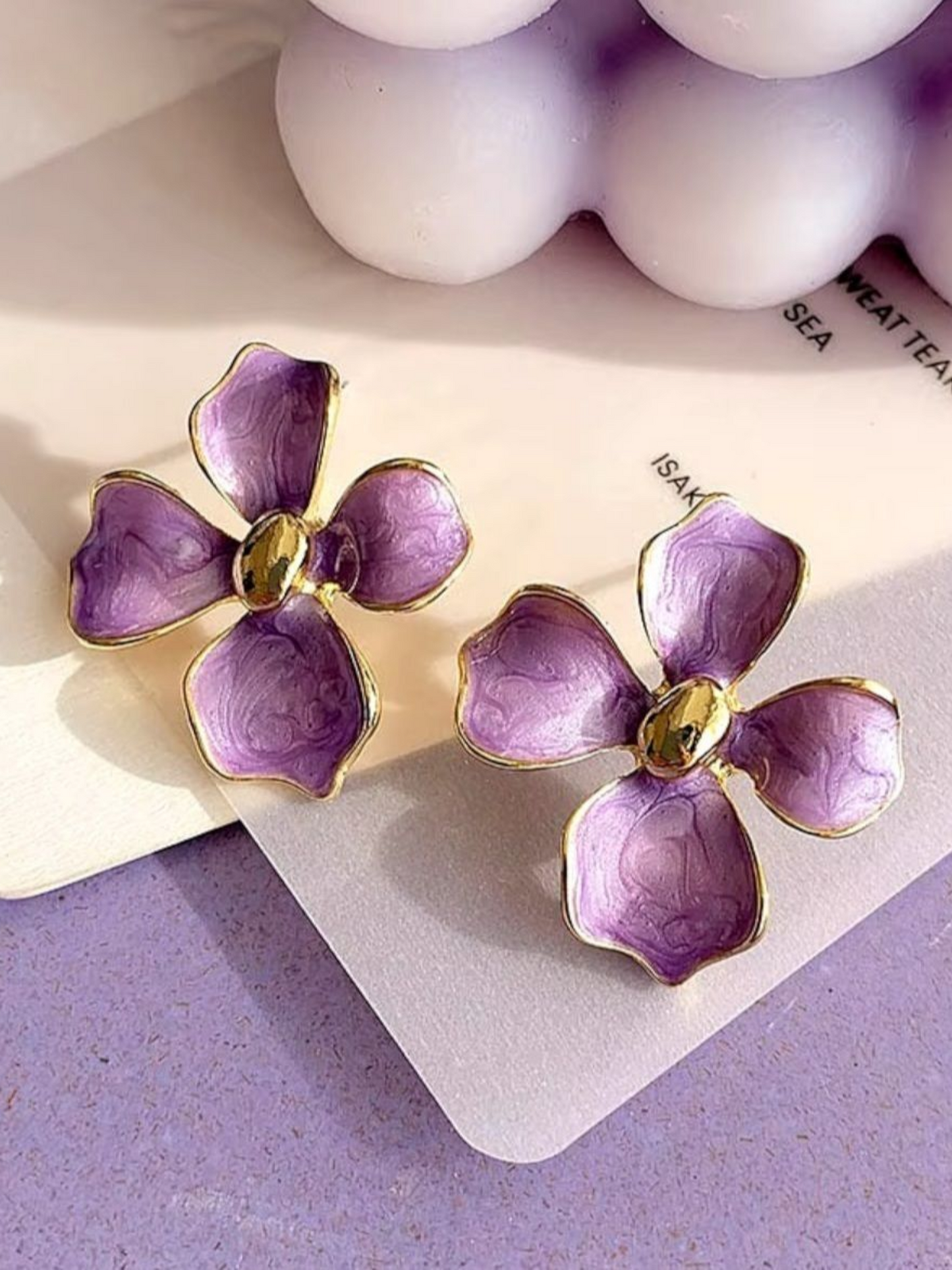 The Four Petals Lavender Korean Earrings
