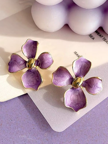 The Four Petals Lavender Korean Earrings