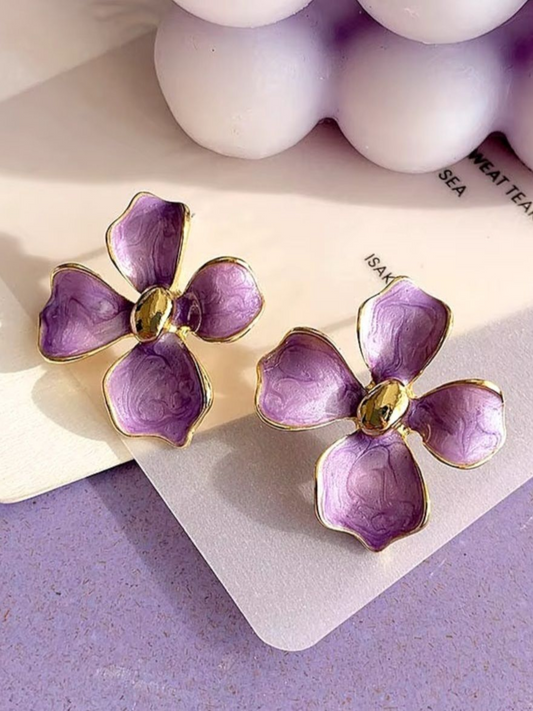 The Four Petals Lavender Korean Earrings