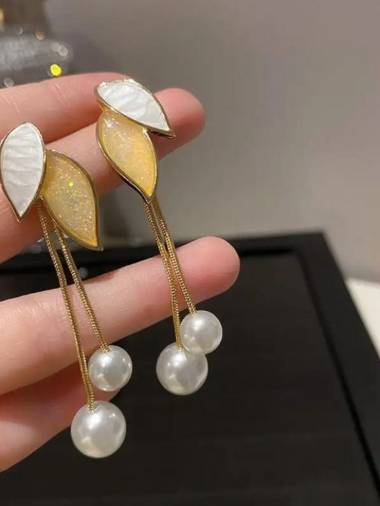 Viney Twines Pearl Drop Korean Dangles
