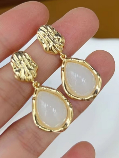 Golden Opal Korean Waterdrop Earrings