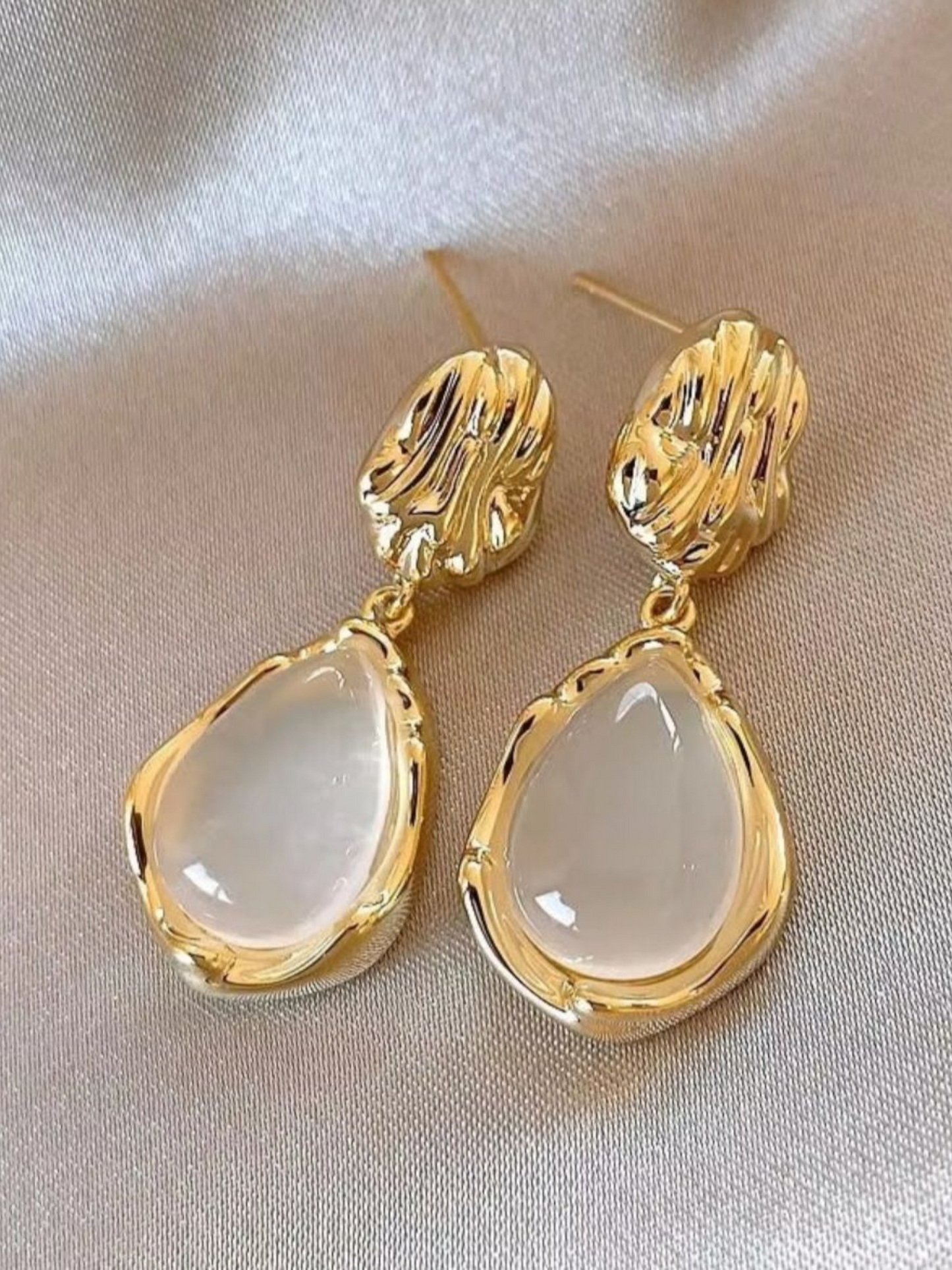 Golden Opal Korean Waterdrop Earrings