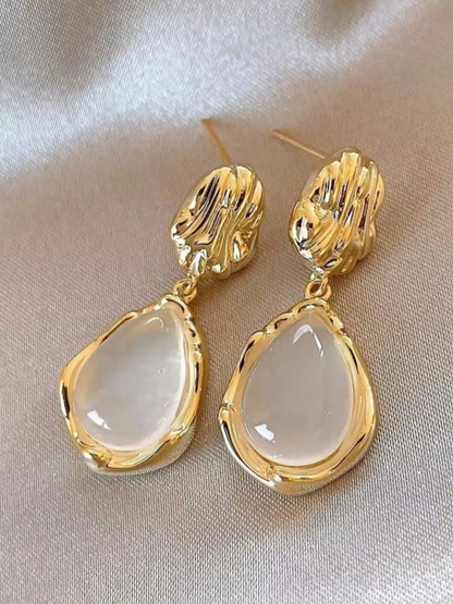Golden Opal Korean Waterdrop Earrings