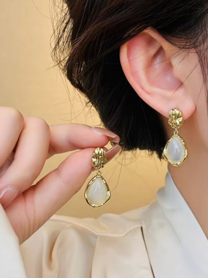 Golden Opal Korean Waterdrop Earrings