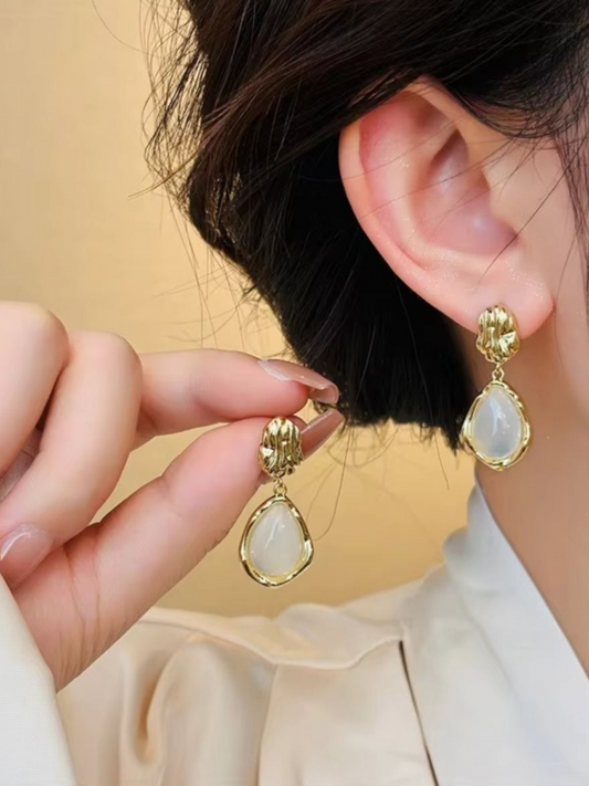 Golden Opal Korean Waterdrop Earrings