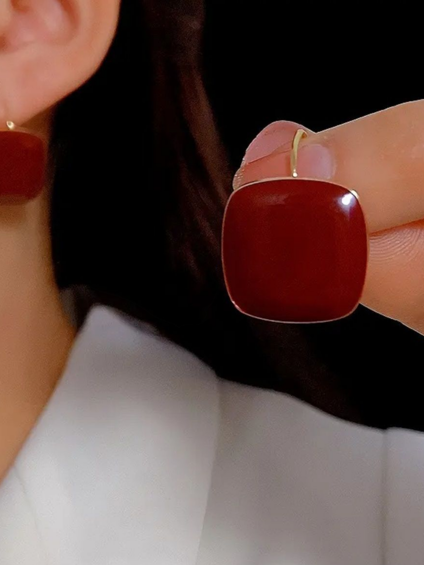 Maroon Luxe Korean Earrings