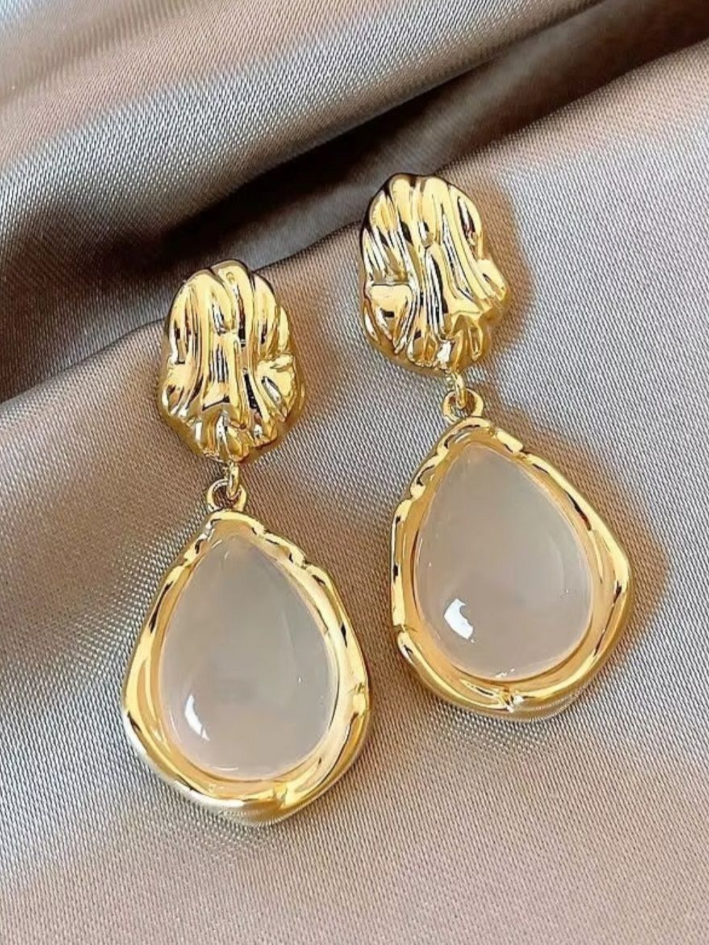 Golden Opal Korean Waterdrop Earrings