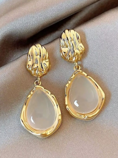 Golden Opal Korean Waterdrop Earrings