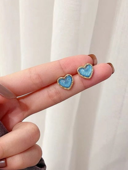 Blue Love Cute & Shiny Korean Studs