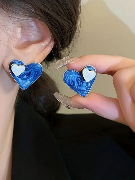 Two Hearts Two Ways Korean Statement Studs