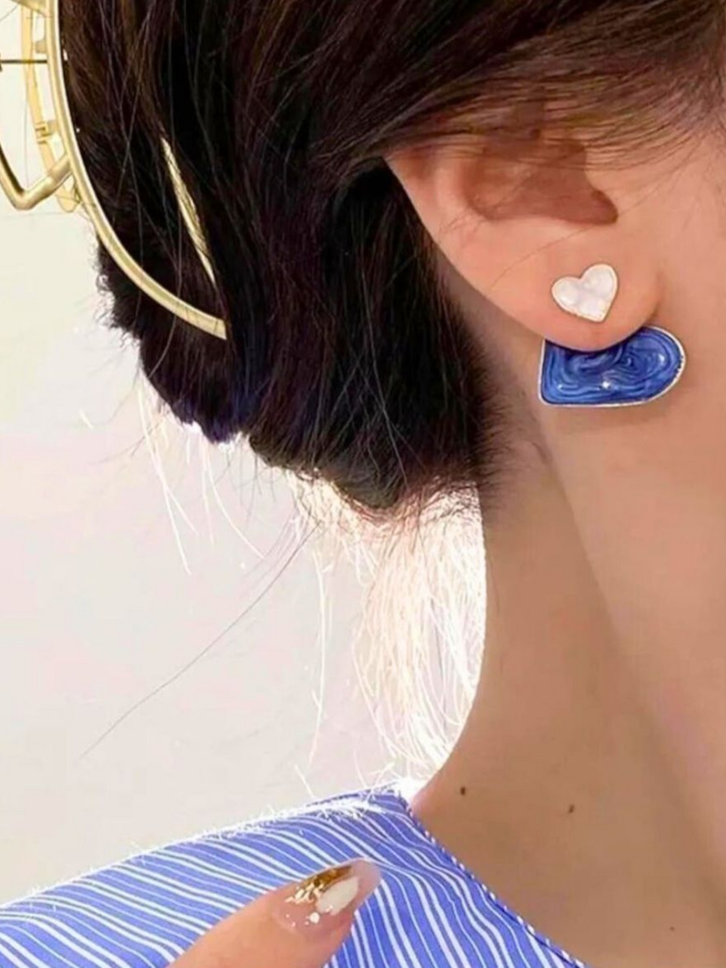 Two Hearts Two Ways Korean Statement Studs