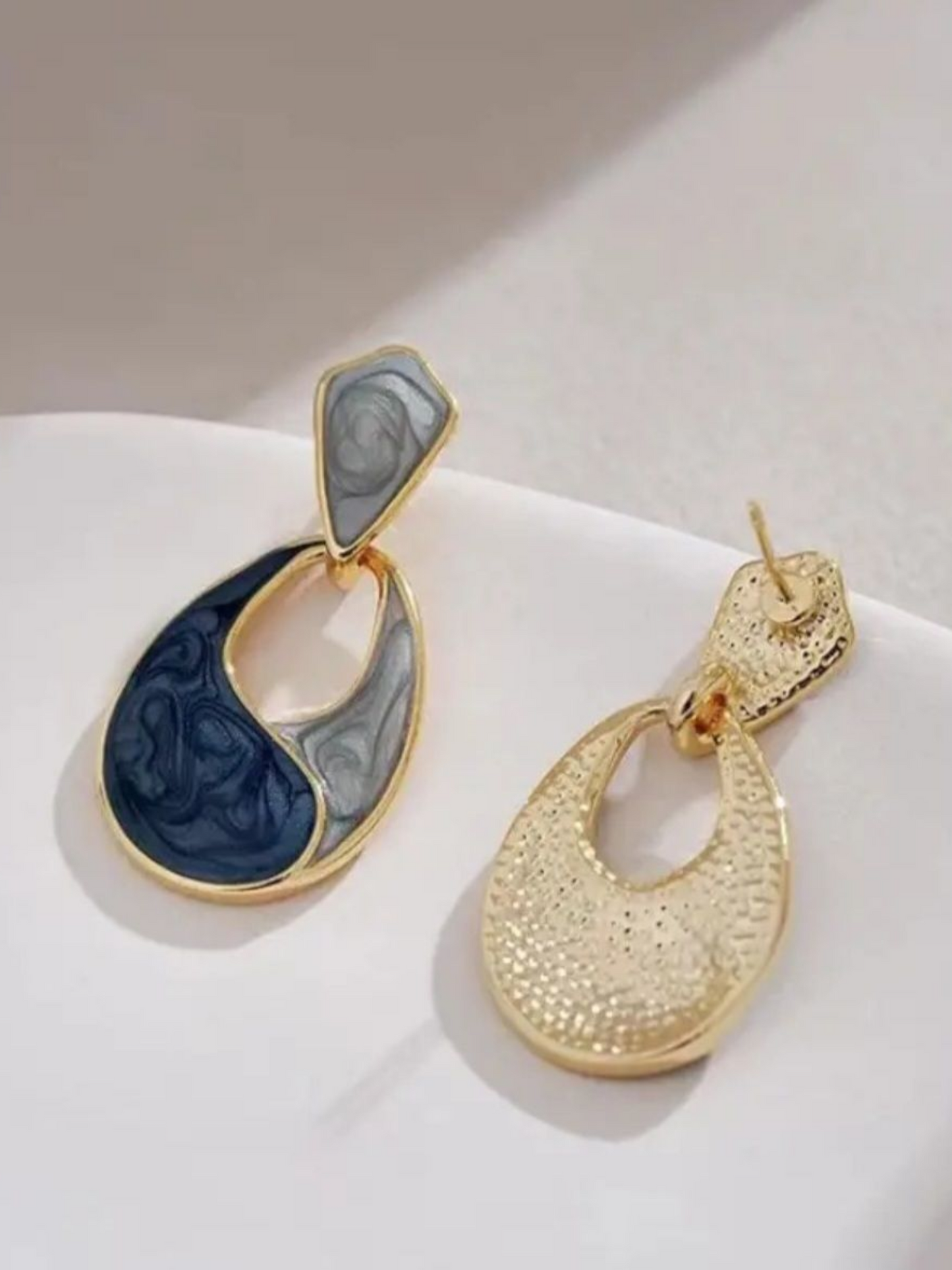 Silver Blues Korean Teardrop Earrings