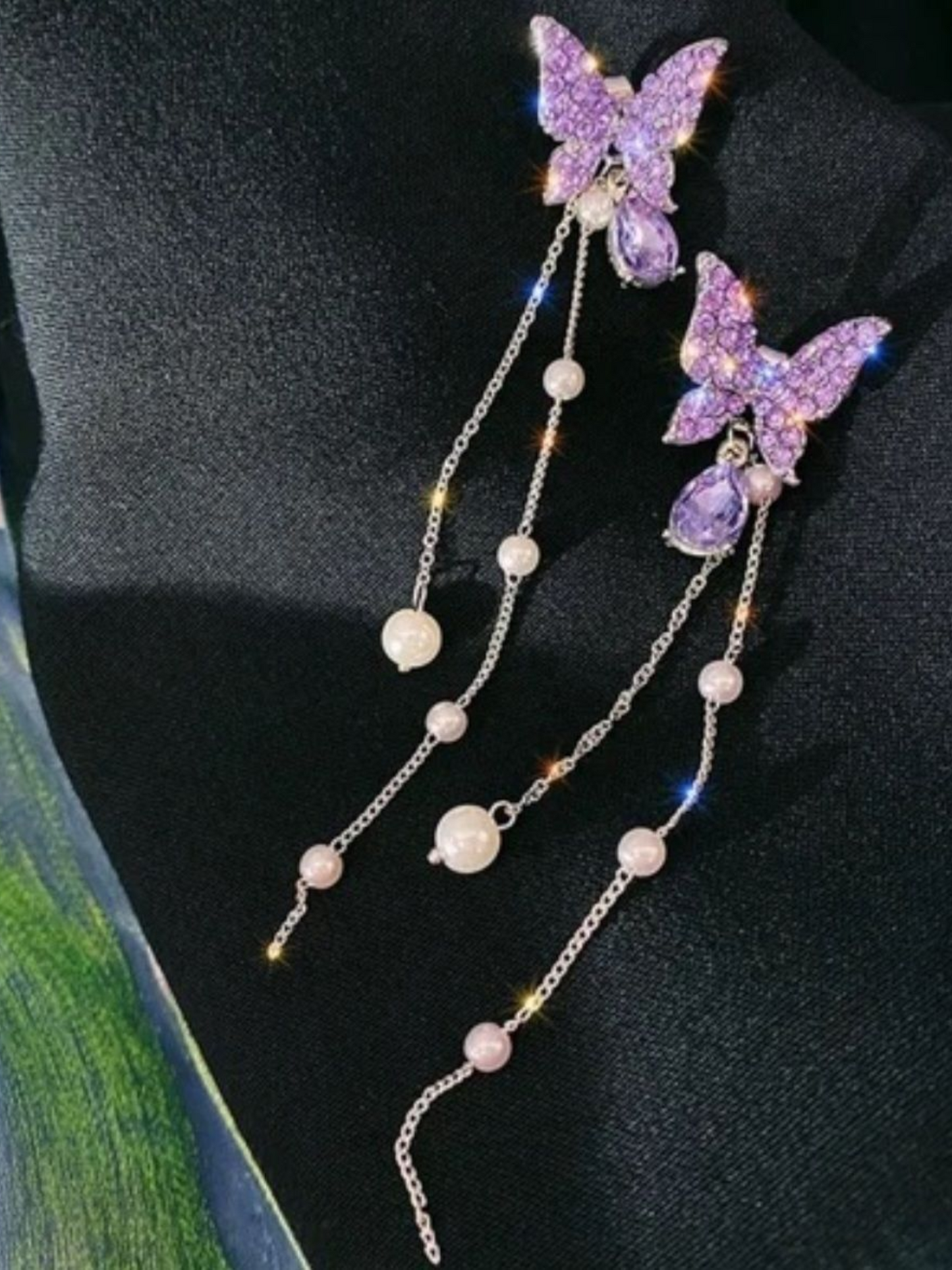 Trending Lavender Butterfly Tassles Korean Earrings
