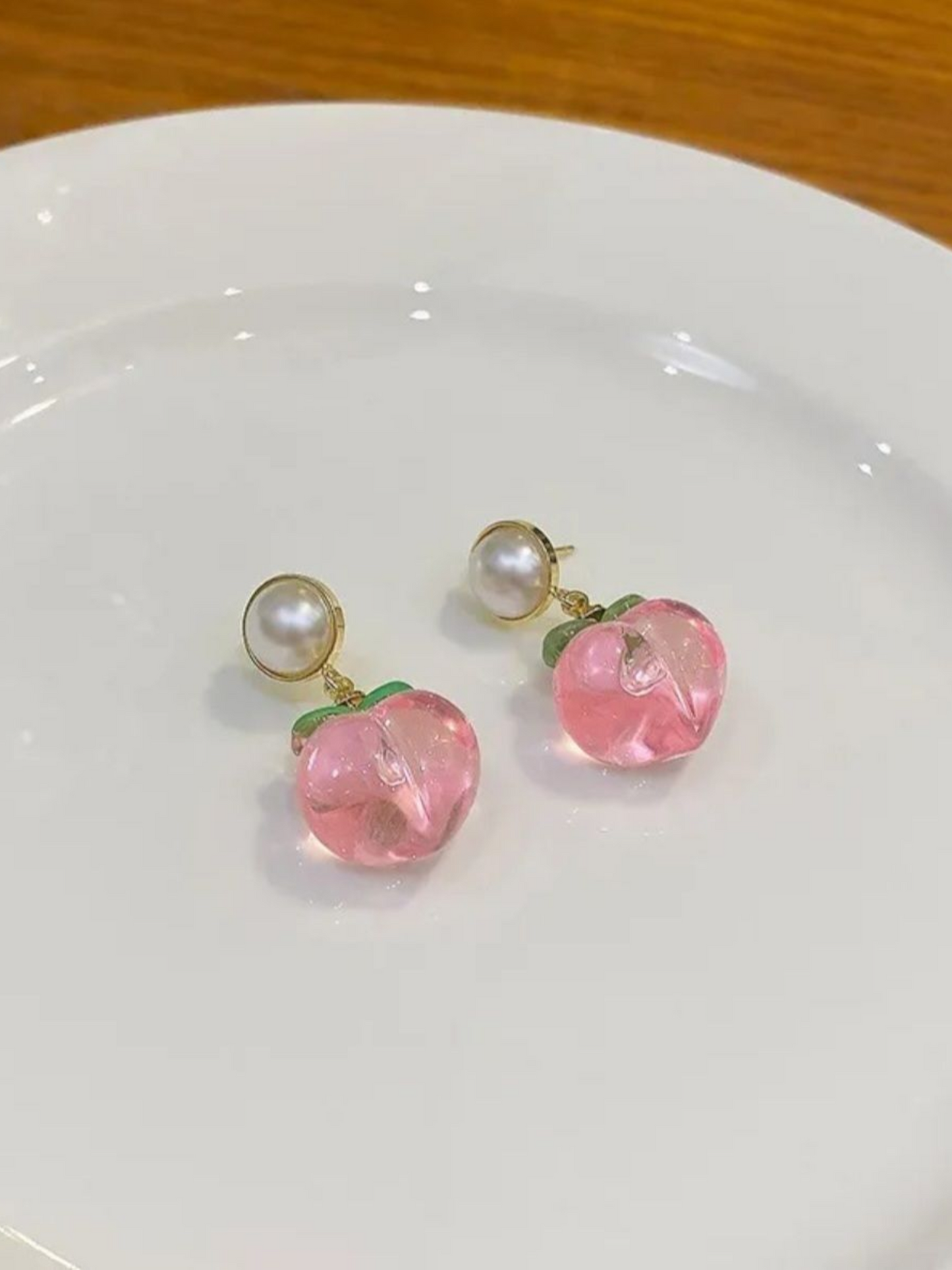 Bumchic Bumchic Peach Pearl Drop Korean Earrings