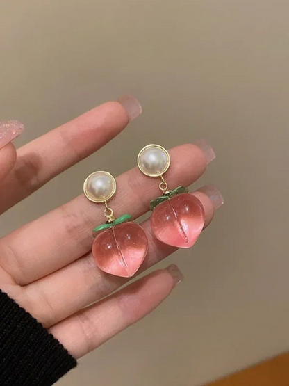 Bumchic Bumchic Peach Pearl Drop Korean Earrings