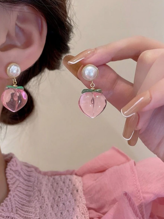 Bumchic Bumchic Peach Pearl Drop Korean Earrings