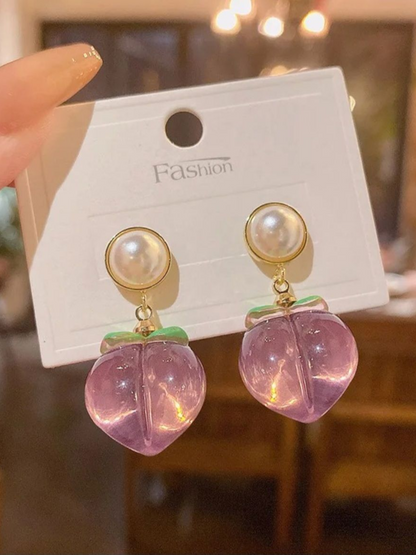 Bumchic Bumchic Peach Pearl Drop Korean Earrings