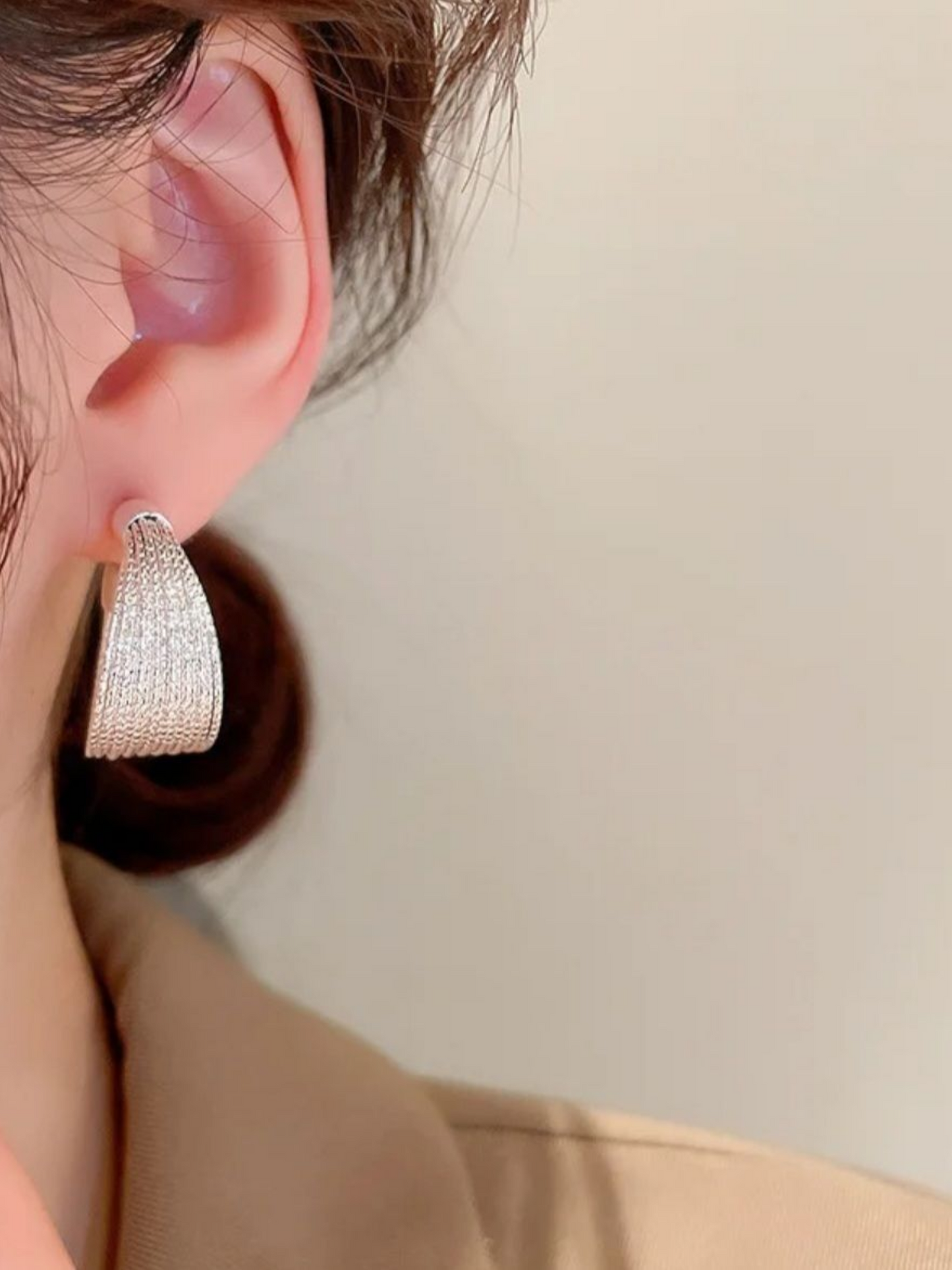 Classic Silver Hoop Korean Earrings